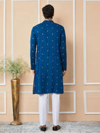 Fabmade Radiate Elegance With Our Royal Blue Sequins Embroidered Kurta