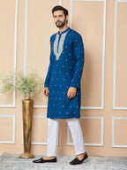 Fabmade Radiate Elegance With Our Royal Blue Sequins Embroidered Kurta