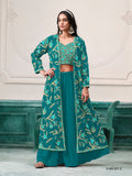 Anaita Turquoise Faux Georgette Sequins Embroidered Stitched Ethnic Suit - Distacart