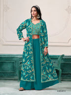 Anaita Turquoise Faux Georgette Sequins Embroidered Stitched Ethnic Suit - Distacart