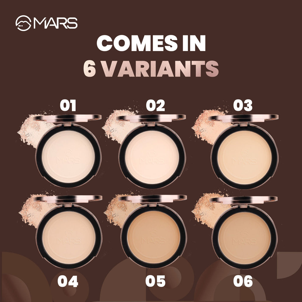 MARS Cosmetics Matte On Compact Powder with Applicator Puff - 01 Light - Distacart