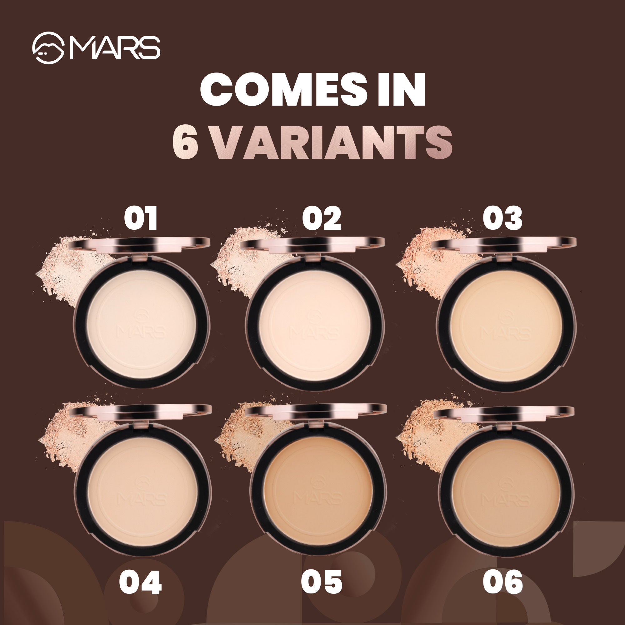 MARS Cosmetics Matte On Compact Powder with Applicator Puff - 06 Tan - Distacart