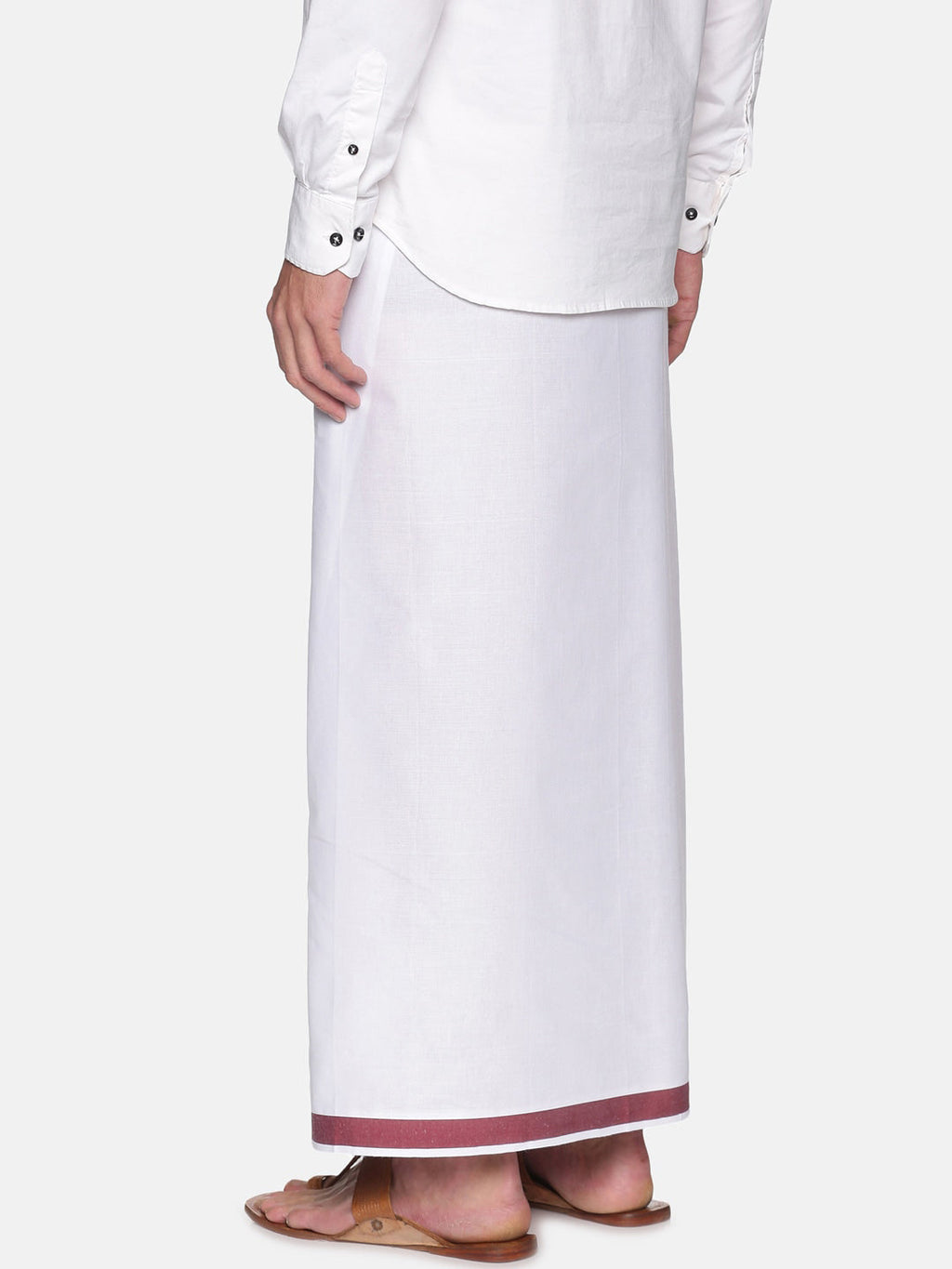Sethukrishna Mens White Solid Cotton Readymade Dhoti - Distacart