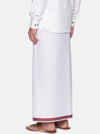 Sethukrishna Mens White Solid Cotton Readymade Dhoti - Distacart