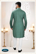 Joban Fashion Men's Green Straight Rayon Thread And Sequence Embroidery All Over Kurta Set