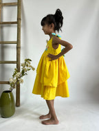 ArthLife Yellow Pepa Rainbow Partywear Dress