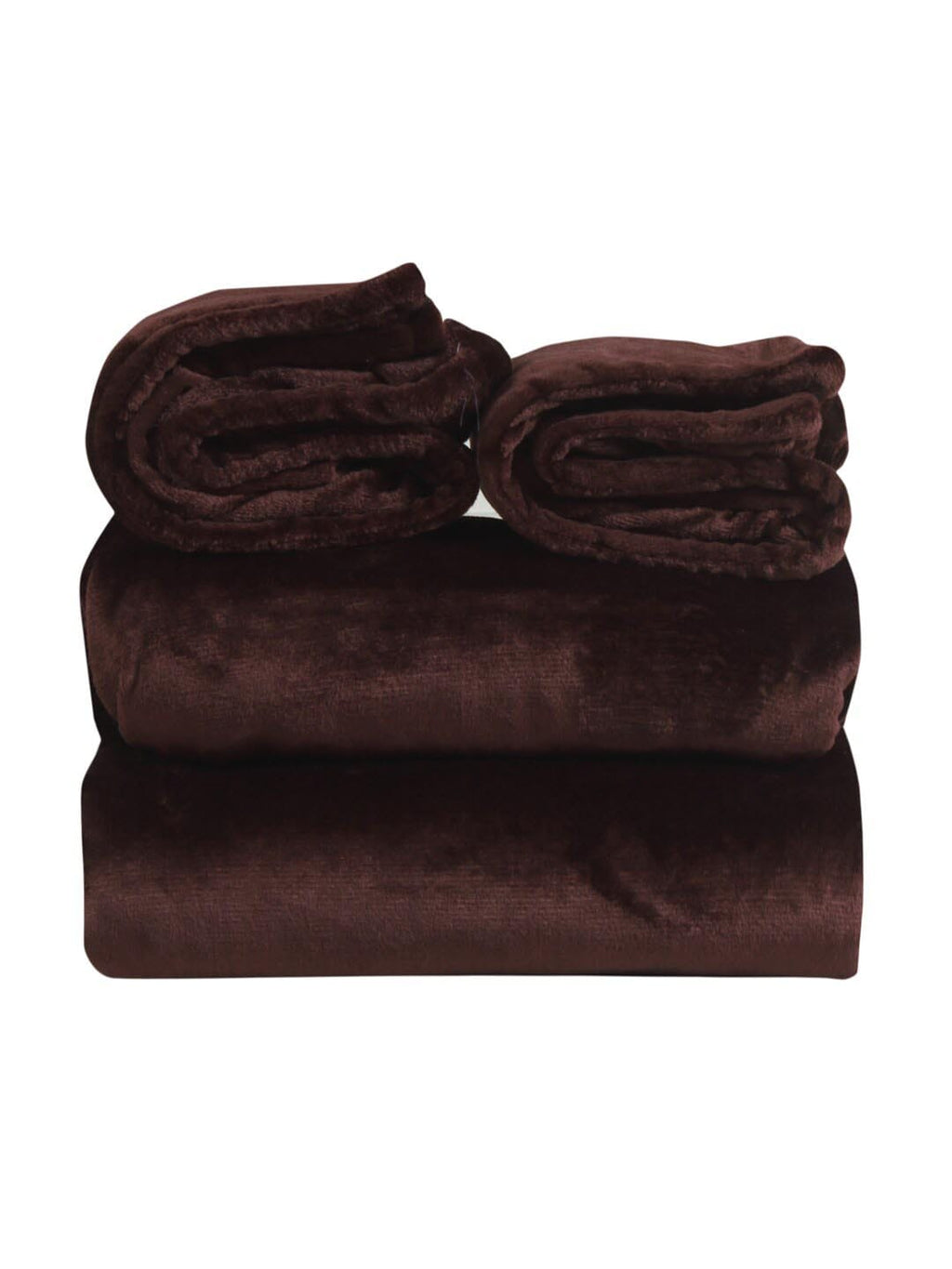 Nendle Brown Woollen 400 TC King Bedsheet with 2 Pillow Covers