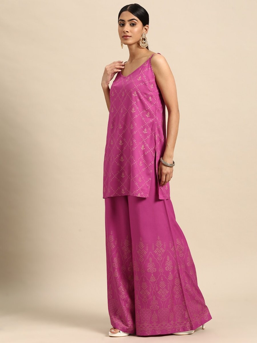 All About You Foil Printed Regular Kurta with Palazzos