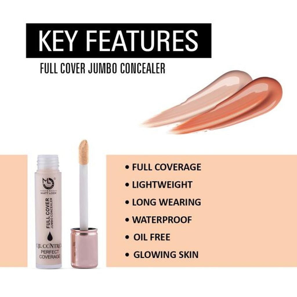 Matt Look Full Cover Jumbo Oil Control Perfect Coverage Concealer - Natural - Distacart