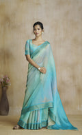 Anaita Turquoise Fancy Fabric With Digital Print Saree With Blouse - Distacart