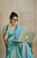 Anaita Turquoise Fancy Fabric With Digital Print Saree With Blouse - Distacart