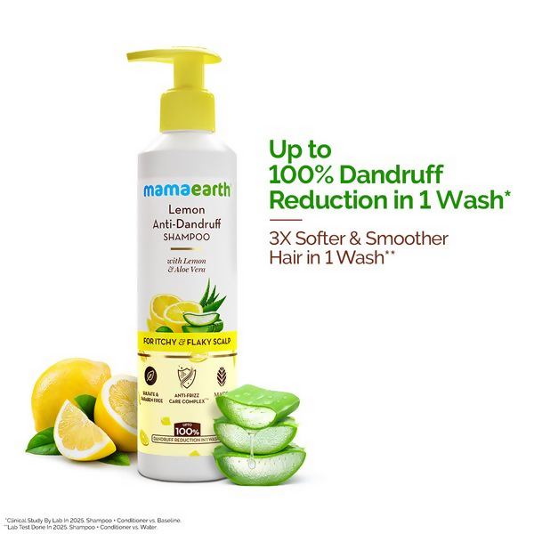 Mamaearth Lemon Anti-Dandruff Shampoo with Lemon & Aloe Vera for Itchy & Flaky Scalp - Distacart