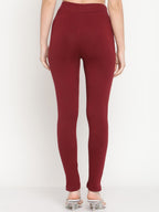TAG 7 Set Of 2 Maroon & Navy Blue Solid Leggings