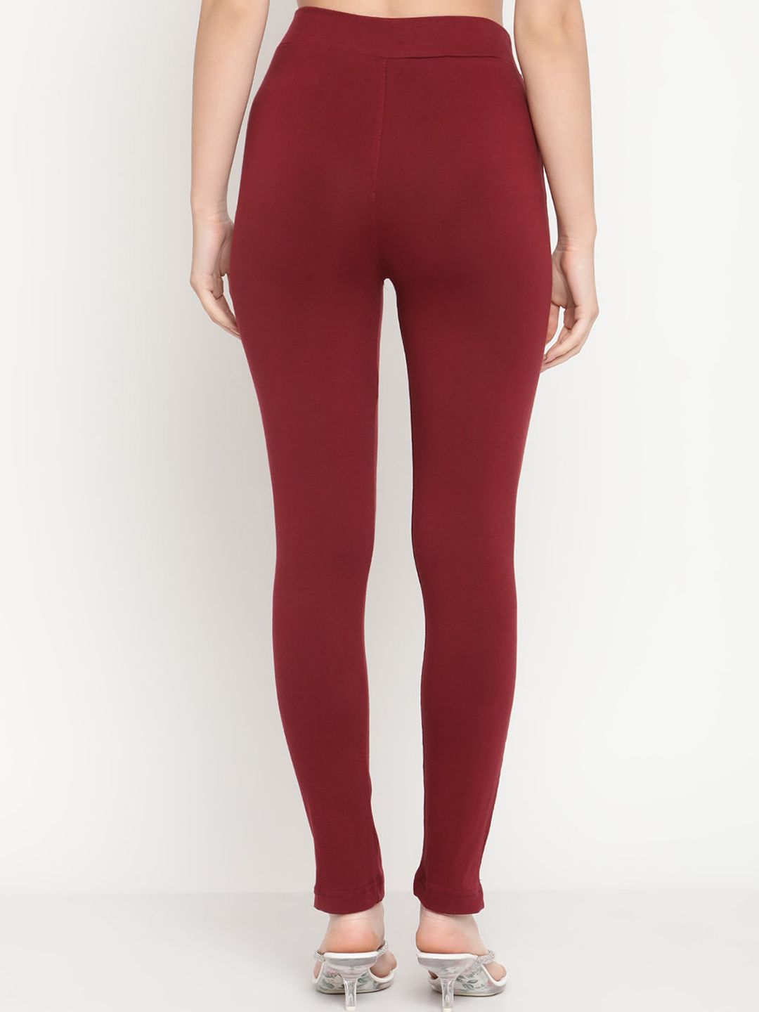 TAG 7 Set Of 2 Maroon & Navy Blue Solid Leggings