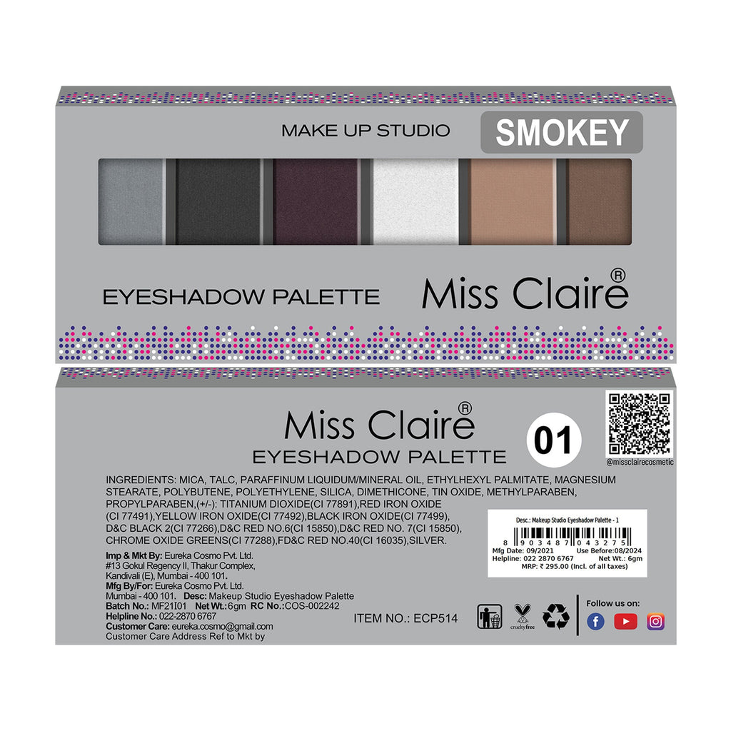 Miss Claire Makeup Studio Smokey Eyeshadow Palette - 1 - Distacart