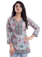 Snehal Creations Variyali Color Faux Crepe Short Kurti Tunic