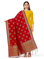 Mimosa Women's Banarasi Art Silk Floral Maroon Dupatta (Free Size) - Distacart