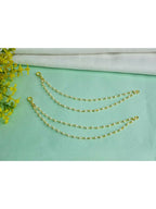 NVR Pearl Studded Classic Gold-Polished 2 Line Ear Chain Ear Cuff