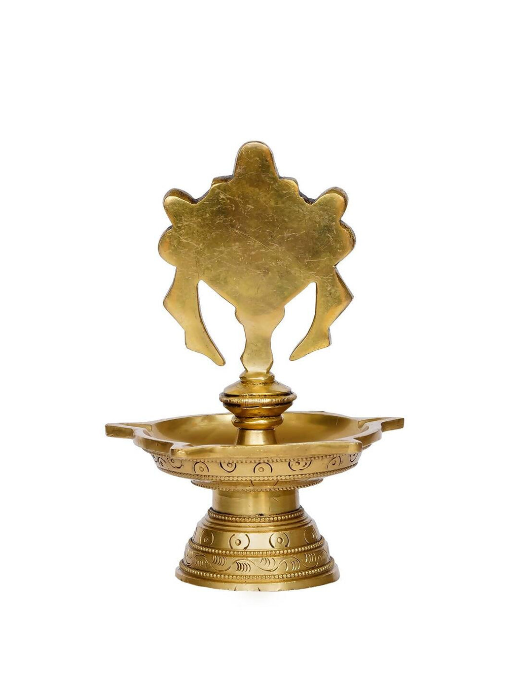 eCraftIndia Gold-Toned Chakra Handcrafted Brass Diya With 5 wicks