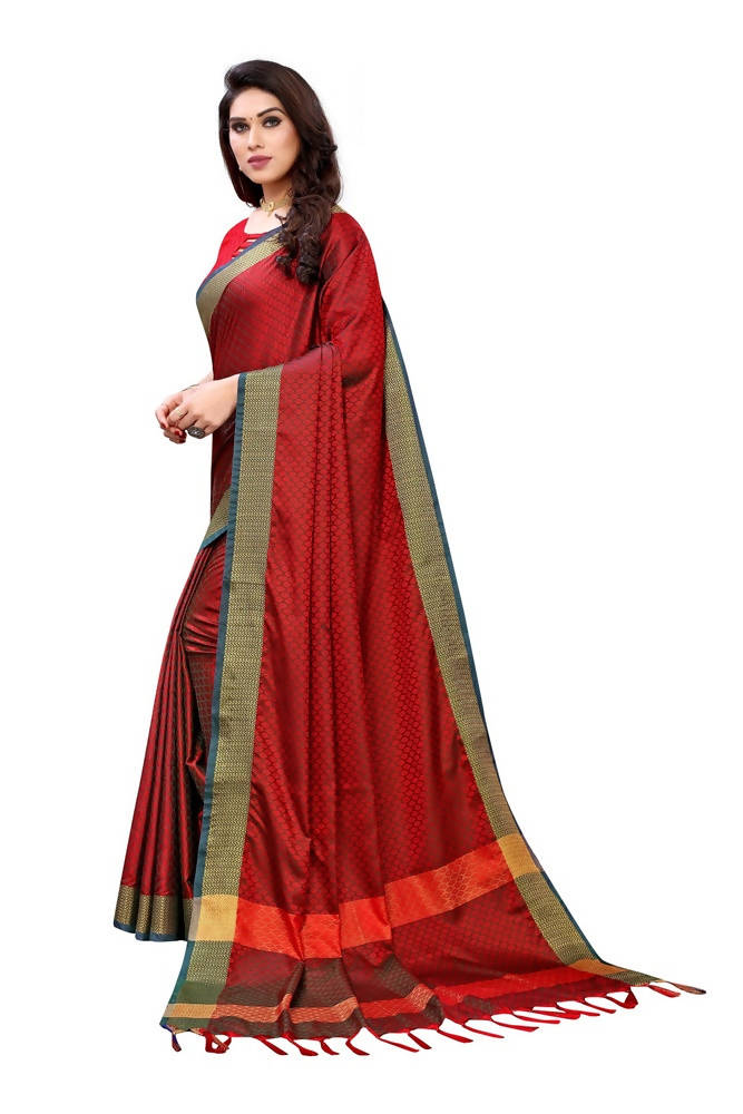 Vamika Banarasi Jacquard Weaving Red Color Saree