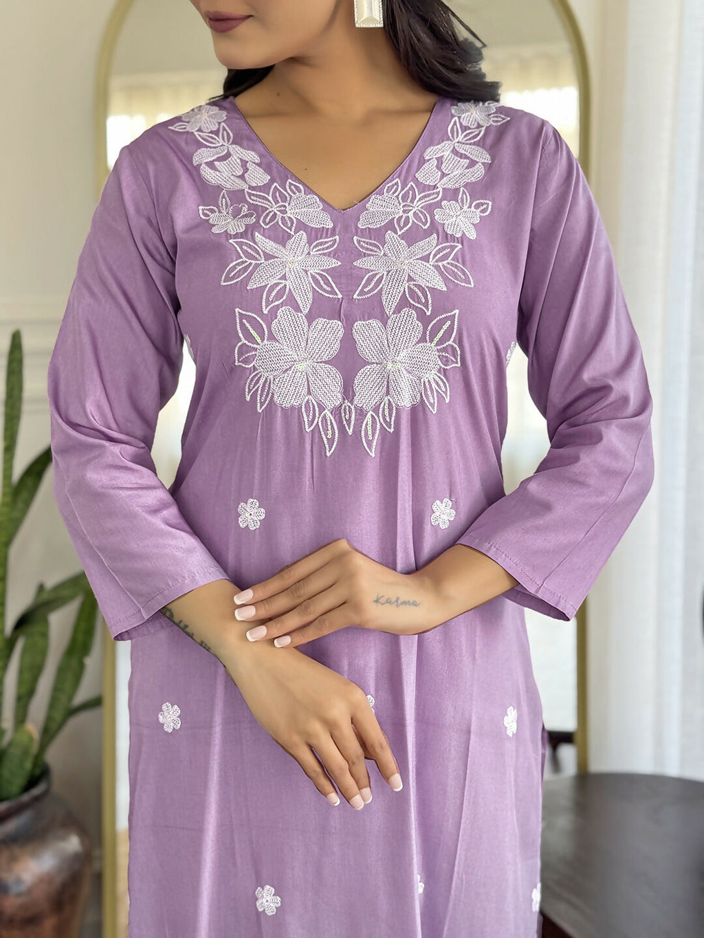 The52 Women Beautiful Thread work Rayon Fabric with Straight Kurta, Pant and Dupatta Set - Distacart