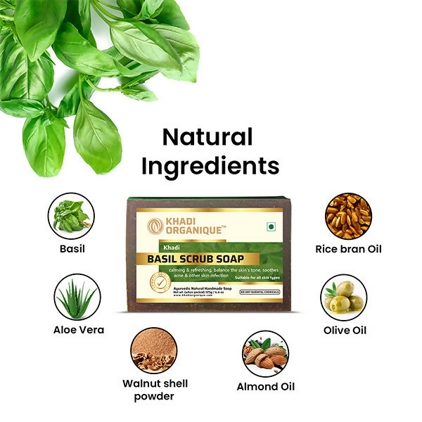 Khadi Organique Basil Scrub Soap