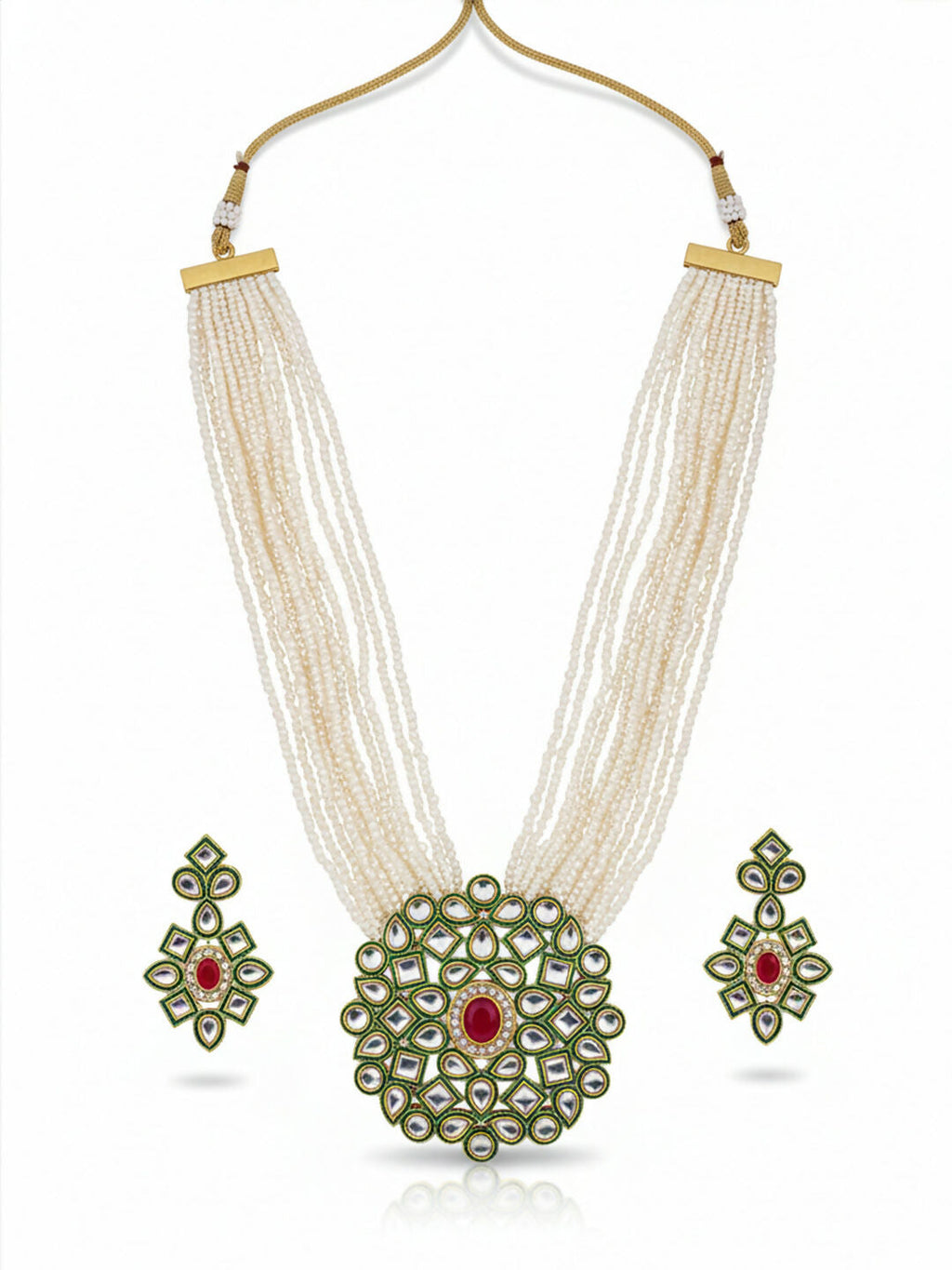 NVR Women Gold Plated White Kundan Jewellery Set - Distacart