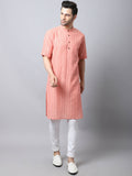 Even Apparels Beige Pure Cotton Kurta With Band Collar - Distacart