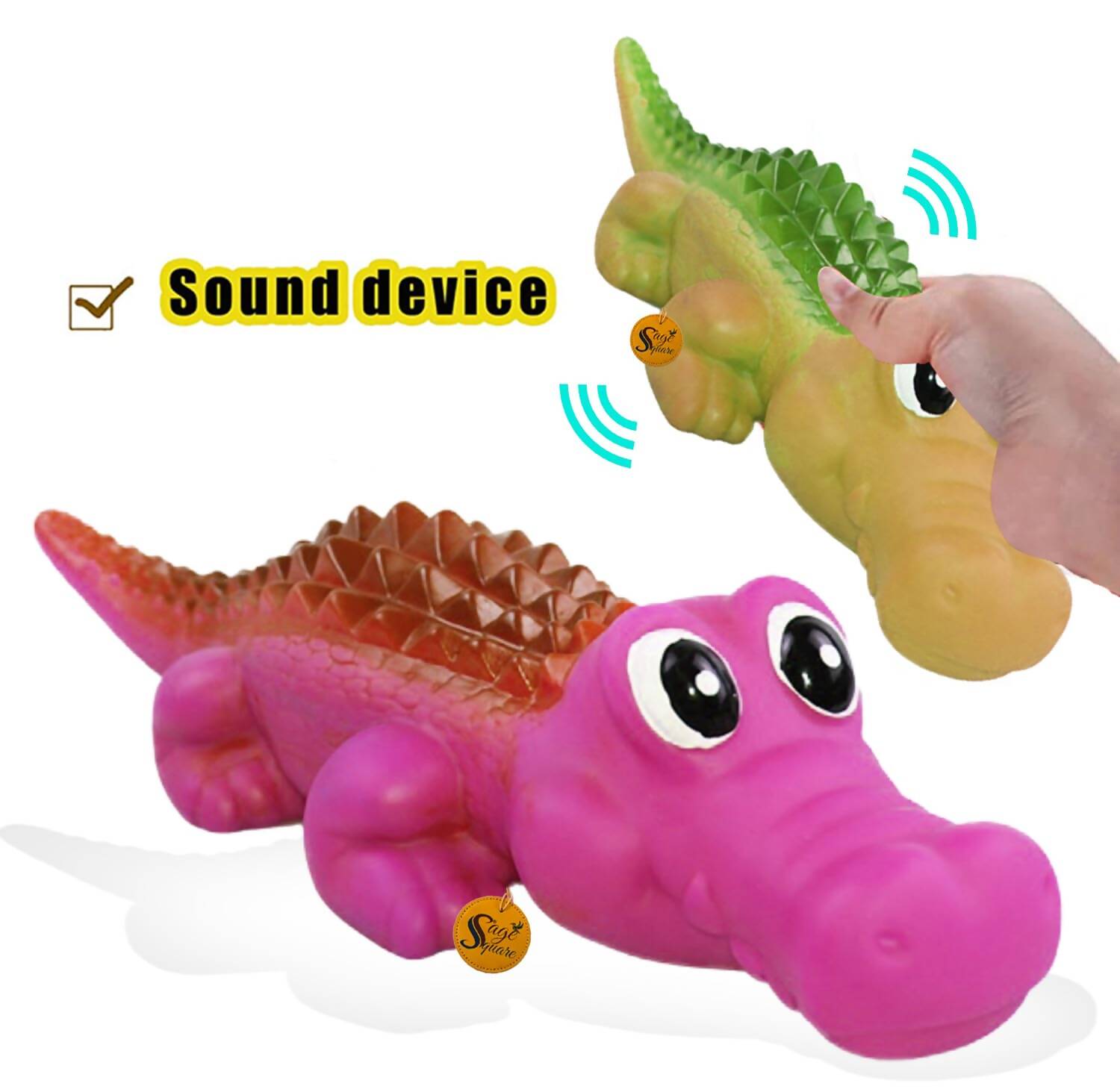 Sage Square Durable Interactive Dog Squeaky Crocodile Toy (Random Color)