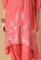 Joban Fashion Coral Cotton Rayon Kurta Set