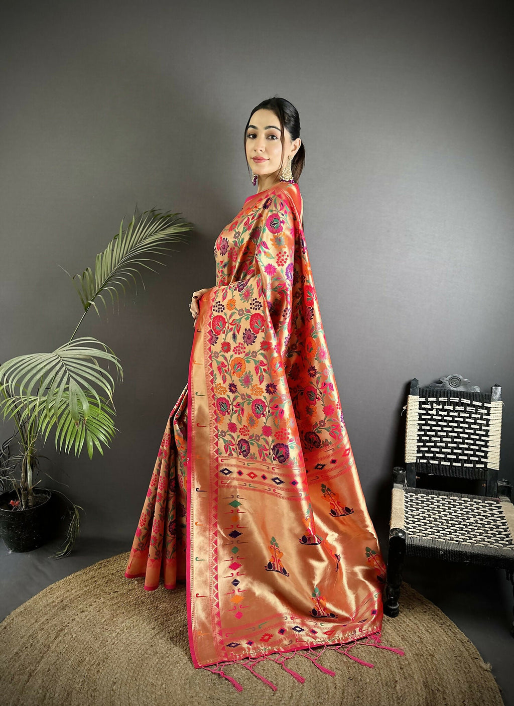Joban Fashion Rani Pink Intricate Zari Weaving & Vibrant Motifs Soft Silk Paithani Saree - Distacart