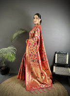 Joban Fashion Rani Pink Intricate Zari Weaving & Vibrant Motifs Soft Silk Paithani Saree - Distacart