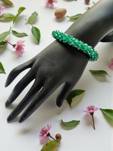 Inhanns Unisex Crystal Bloom – Adjustable Crystal Bead Bracelets - Sea Green