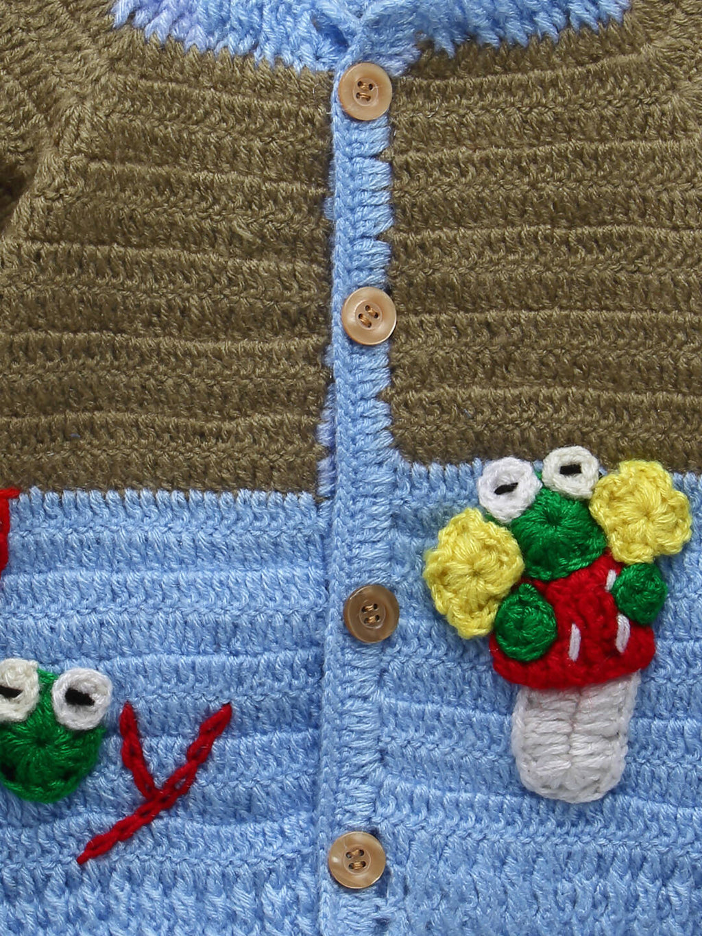 Chutput Kids Blue Coloured Solid Pullover with Applique Detail
