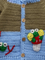 Chutput Kids Blue Coloured Solid Pullover with Applique Detail