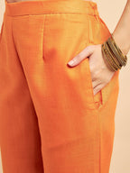 Pink Polyester solid Kurta with Palazzos - Vishwa