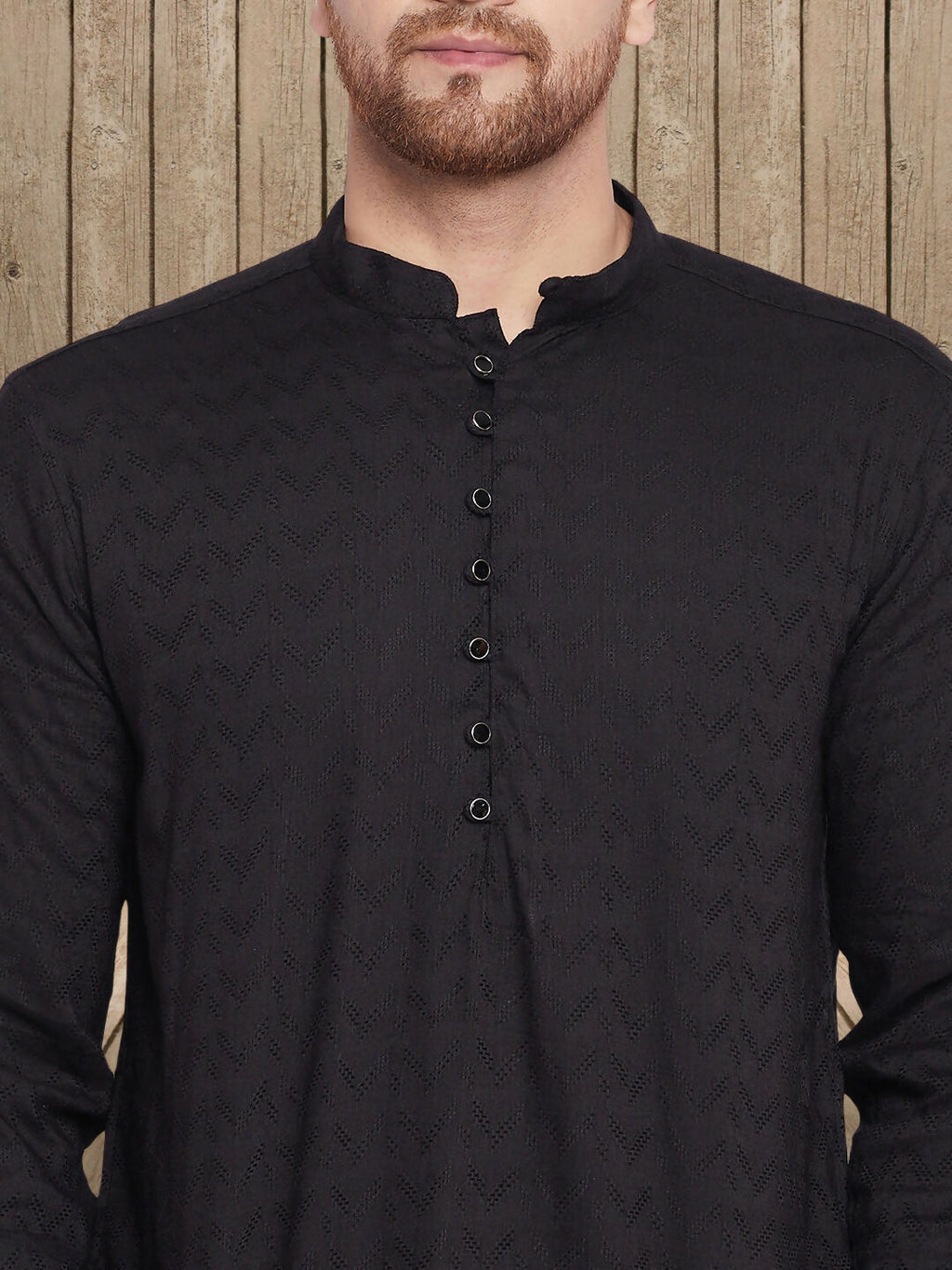Even Apparels Men's Rayon Embroided Black Kurta