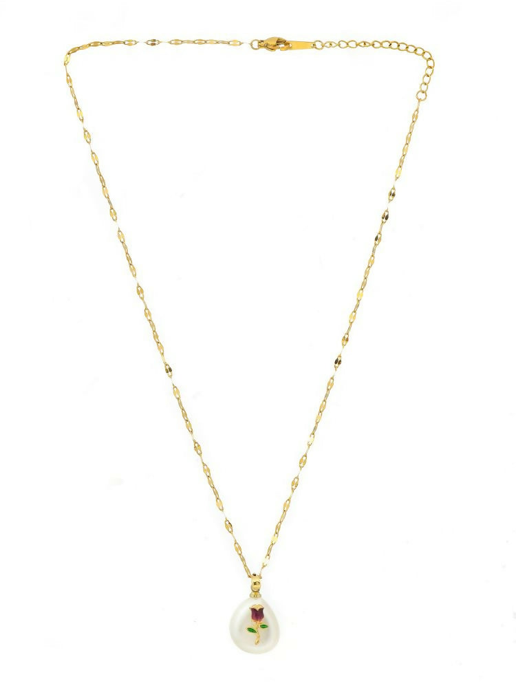 Antique Finish White Crystal Necklace - Ruby Raang