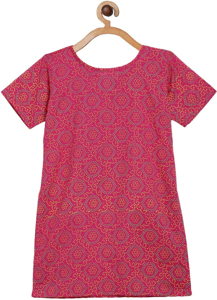 Ahalyaa Magenta Cotton Printed Kids Kurta Sharara Set With Dupatta For Girls