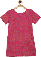 Ahalyaa Magenta Cotton Printed Kids Kurta Sharara Set With Dupatta For Girls