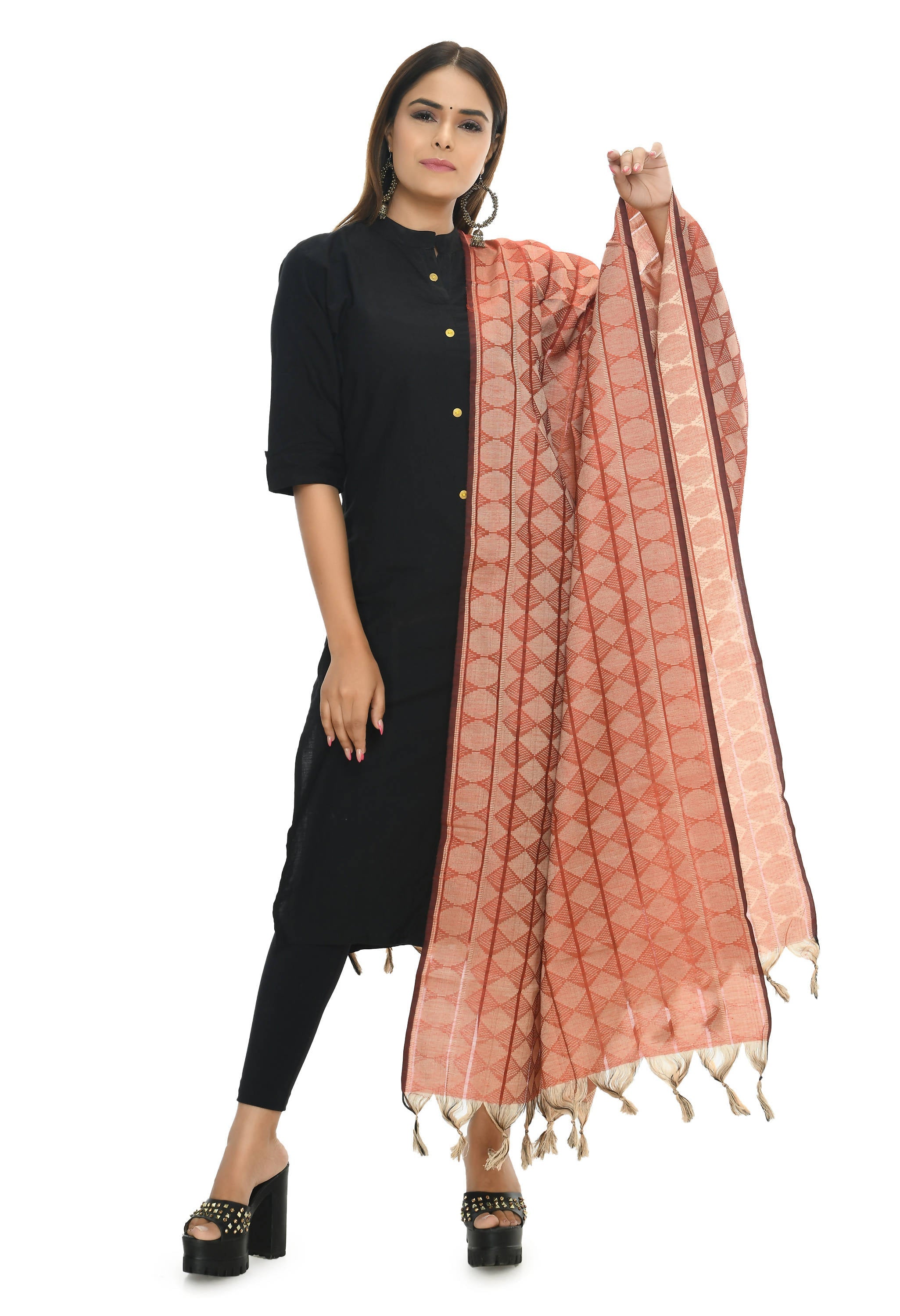 Mominos Fashion Moeza Handloom Cotton Red Dupatta - Distacart