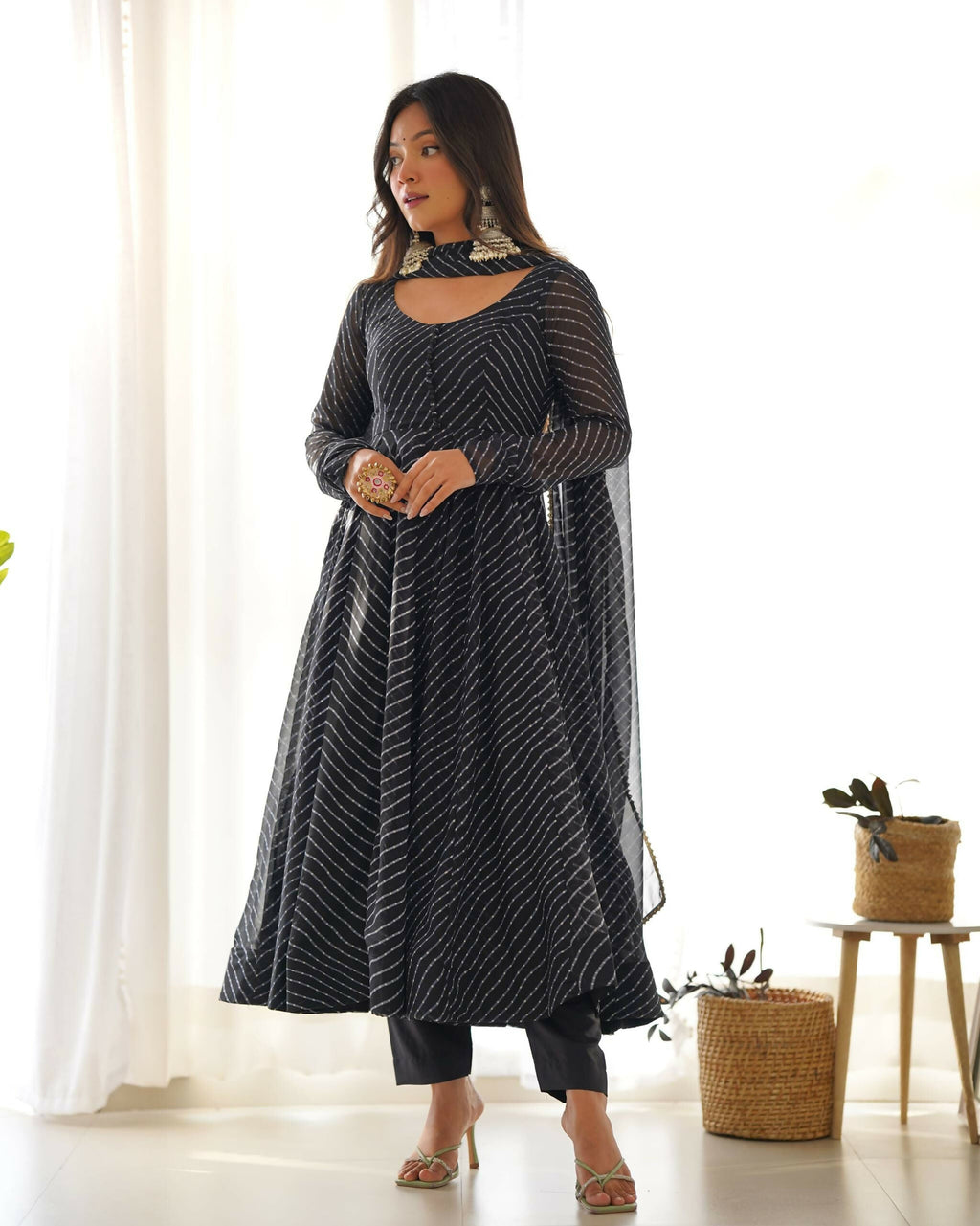 Lehenga Mart Designer Anarkali Suit With Kurta, Pant, Dupatta For Women-Black - Distacart