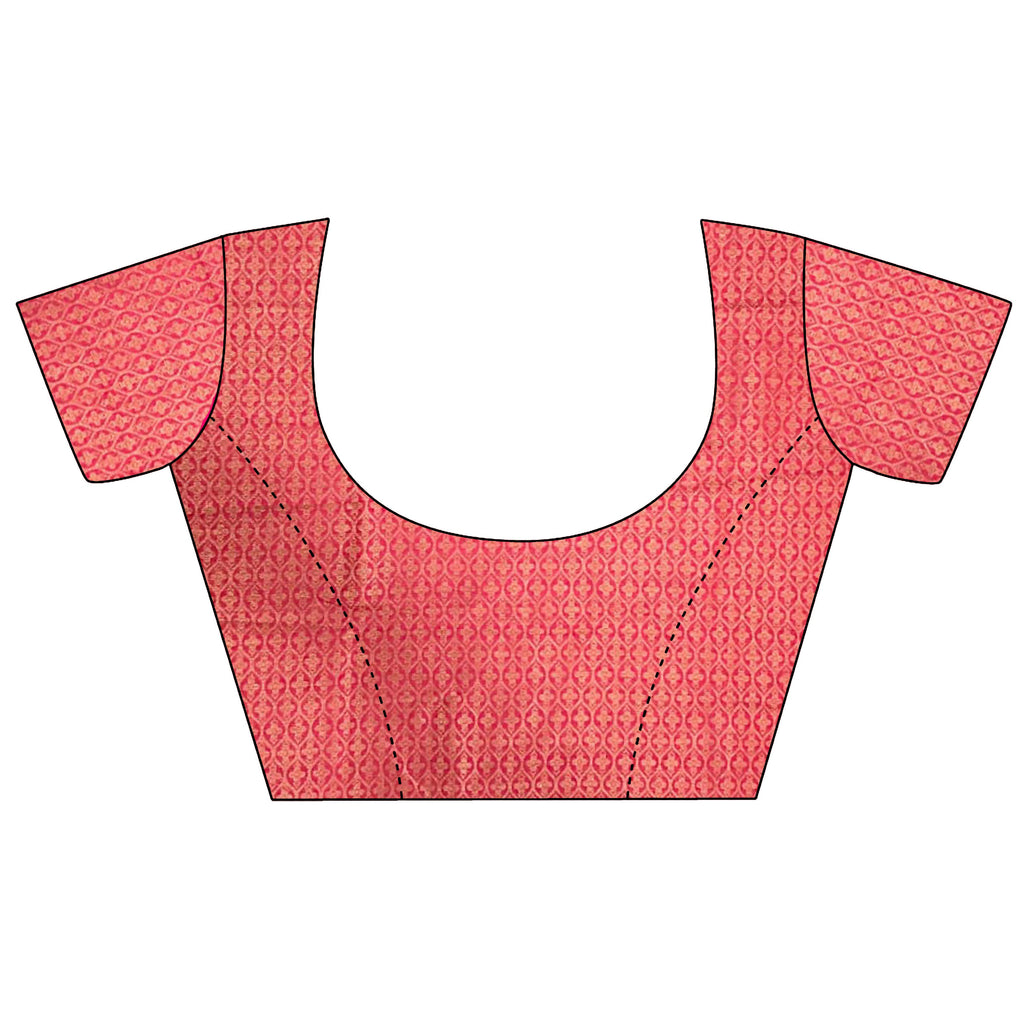 Joban Fashion Hot Pink Banarasi Soft Lichi Silk Checks & Woven Saree - Distacart