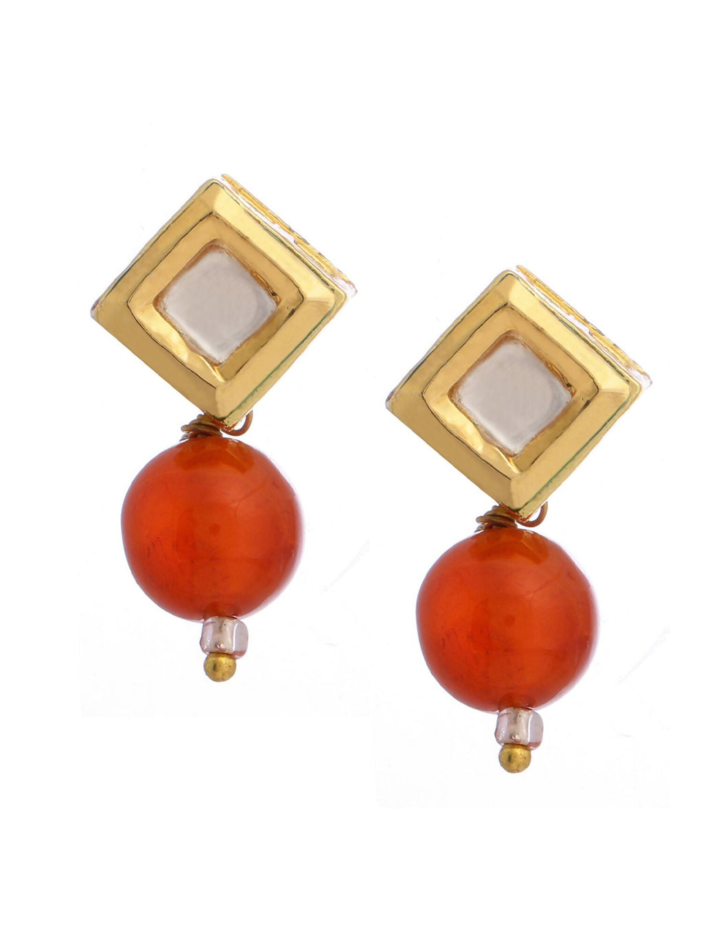 Ruby Raang Red Carnelian Kundan Studs - Distacart