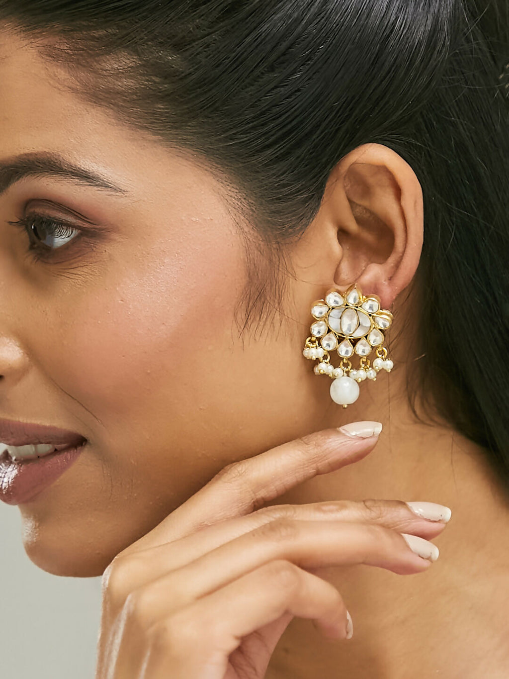 Nuyug 22K Gold-Plated Elegant MOP Studded Ethnic Pearl Drop Stud Earrings - Distacart