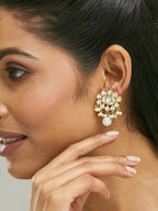 Nuyug 22K Gold-Plated Elegant MOP Studded Ethnic Pearl Drop Stud Earrings - Distacart