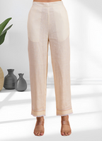 Joban Fashion Cream Linen Embroidered Readymade Long Kurta With Pant - Distacart