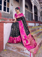 Shree Shyam Fashion Black Soft Silk Saree - Distacart