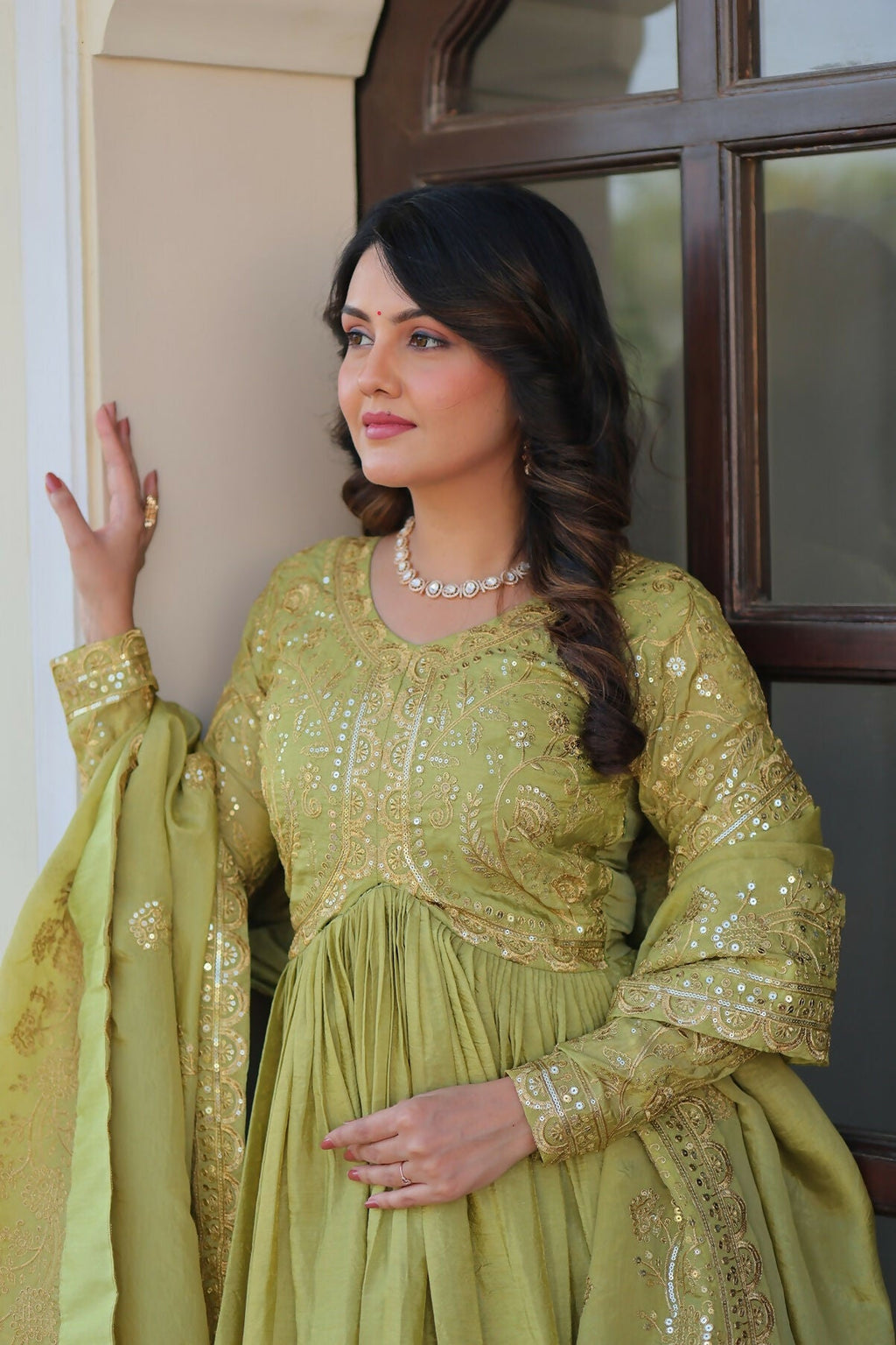 Joban Fashion Pista Crush Sequence Embroidery Work Kurta Set - Distacart