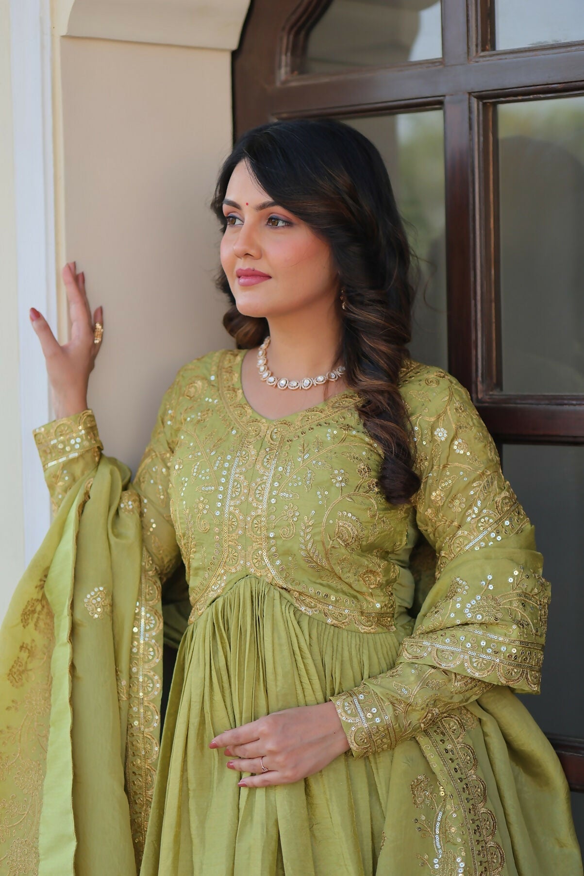 Joban Fashion Pista Crush Sequence Embroidery Work Kurta Set - Distacart